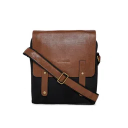 Bags.R.us Unisex Black & Tan Brown Solid Messenger Bag-picture-31