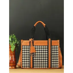 Bagsy Malone Black & Tan Textured Medium Tote Handbag-picture-19