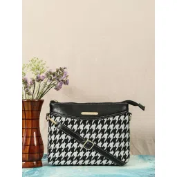 Bagsy Malone Black & White Textured Medium Sling Handbag-picture-22