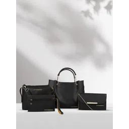 Bagsy Malone Black Solid Handheld Bag With Sling Bag, Pouch & Wallet-picture-39