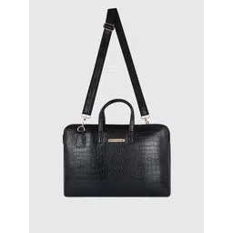 Bagsy Malone Unisex Black Textured PU Laptop Bag-picture-25