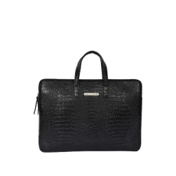 Bagsy Malone Vegan Croco Black Leather Medium Laptop Messenger Bag-picture-25