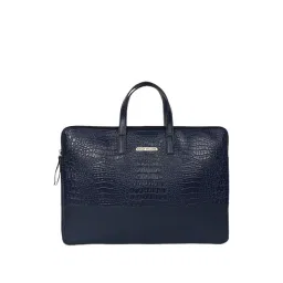 Bagsy Malone Vegan Croco Blue Leather Medium Laptop Messenger Bag-picture-32