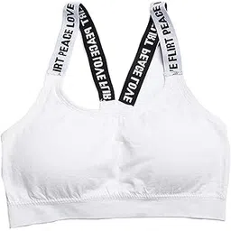 bahucharaji creation Women's Nylon & Cotton Lightly Padded Non-Wired Sports Bra (34, White1)-picture-11