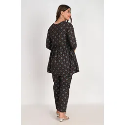 bai saa Women's Cotton Printed Maternity Anarkali Night Suit for Easy Breastfeeding (Brown) image 2