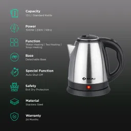 BAJAJ KTX DLX 1500 Watt 1.5 Litre Electric Kettle with Auto Shut Off (Black) image 3