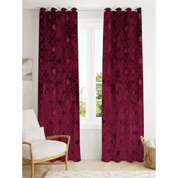 Bajo's Purple 2 Pieces Ethnic Motifs Velvet Door Curtains-picture-30