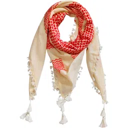 bakkah Checkered Cotton Blend Men White, Red Scarf-picture-33