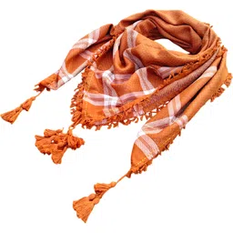 bakkah Checkered Wool Blend Men Orange, White Scarf, Stole-picture-18