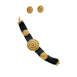 Balaji Gold Plated Circular Pendant Choker Earrings-picture-33