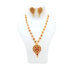 Balaji Gold Women Red Pendant image 1
