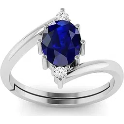 balatank 3.25 Ratti 2.00 Carat AA++ Quality Natural Blue Sapphire Neelam Gemstone Silver Plated Adjustable Ring for Men And Women's (Lab - Certified)-picture-21
