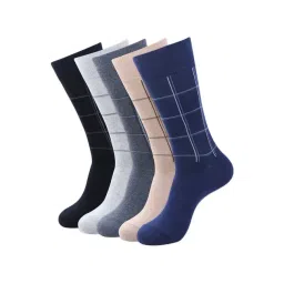 BALENZIA Cotton Checkered Calf Length Socks (Pack Of 5)-picture-18
