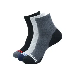 BALENZIA Cotton Colour Block Cushioned High Ankle Sports Socks (Pack Of 3)-picture-32