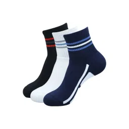 BALENZIA Cotton Colour Block Cushioned High Ankle Sports Socks (Pack Of 3)-picture-37