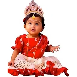 balika textile Baby Girls Rich Ceremony Set, Traditional Indian Ethnic Wear, Redy to Wear Kids Saree and Blouse Set For 6-12 Months Old Baby Girl-picture-11