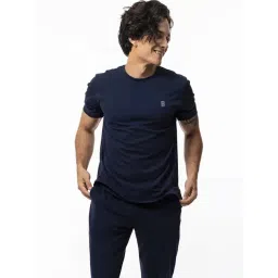 Baller Athletik Navy Blue Cotton Relaxed Fit Lounge T-Shirt-picture-19