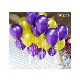 Balloon Junction Metallic Balloons Pack of 50 - Purple & Golden-picture-28
