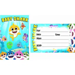 balloonistics Baby Shark Theme Invitations Cards with Envelopes for Birthday Party Kids Birthday Party Invitations for Boys and Girls Pack of 10 Invitation Card-picture-19