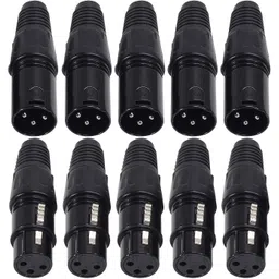 balrama 10pcs 3 Pin Male & Female MIC Black XLR Connector Audio Jack Microphone Socket Single Angled XLR Patch Cable-picture-23