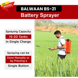 balwaan krishi BS-21 Battery & Manual Sprayer Pump 12Vx8A 2 in 1 Knapsack Agriculture Sprayer 18 L Tank Sprayer image 4