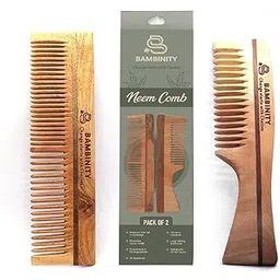 Bambinity Pack of 2 Neem Wood Combs – Reduce Hair Fall & Dandruff | Boost Hair Growth, Improve Scalp Health | 100% Natural, & Anti-Static | Ayurvedic Hair Care for Men & Women | Suitable for All Hair Types-picture-10