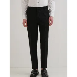 Banana Club Men Raven Black Plain Slim Fit Elasticated Trouser-picture-26