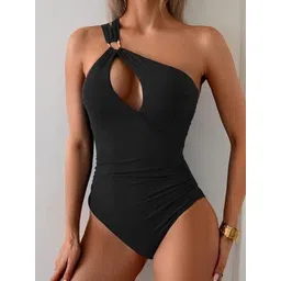 Bananhot Women One Shoulder Ring Detail Low Coverage Swim Bikini Set image 4