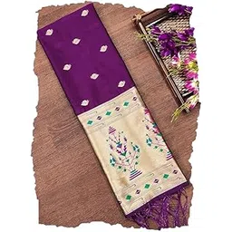 Banarasi Silk Premium Woven Paithani Dupatta with Tassels/Chunni for Women Zari Floral Print Dupatta with Tassels for Girls Size: 1M x 2.3M in Multiple Color-picture-37