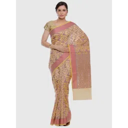 Banarasi Silk Works Beige Silk Woven Saree With Unstitched Blouse-picture-24