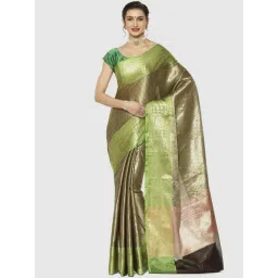 Banarasi Silk Works Black & Green Woven Saree With Unstitched Blouse-picture-34