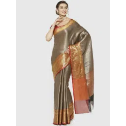 Banarasi Silk Works Black & Red Woven Saree With Unstitched Blouse-picture-13