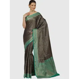 Banarasi Silk Works Black Cotton Woven Saree With Unstitched Blouse-picture-34