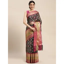 Banarasi Silk Works Black Silk Woven Saree With Unstitched Blouse-picture-16