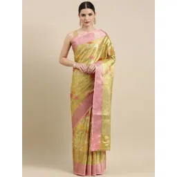 Banarasi Silk Works Golden Silk Woven Saree With Unstitched Blouse-picture-36