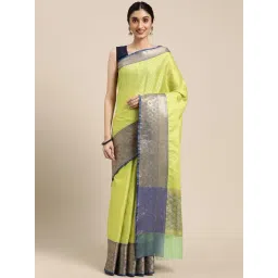 Banarasi Silk Works Green Silk Woven Saree With Unstitched Blouse-picture-36