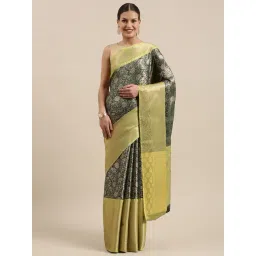 Banarasi Silk Works Green Silk Woven Saree With Unstitched Blouse-picture-14