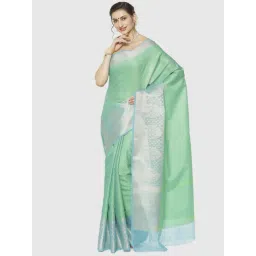 Banarasi Silk Works Green Woven Saree With Unstitched Blouse-picture-13