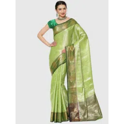 Banarasi Silk Works Green Woven Saree With Unstitched Blouse-picture-42