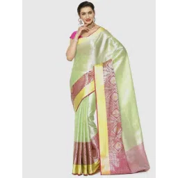 Banarasi Silk Works Green Woven Saree With Unstitched Blouse-picture-36