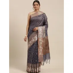 Banarasi Silk Works Grey Cotton Woven Saree With Unstitched Blouse-picture-36