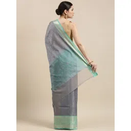 Banarasi Silk Works Grey Silk Woven Saree With Unstitched Blouse image 2