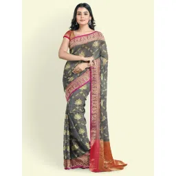Banarasi Silk Works Grey Woven Saree With Unstitched Blouse-picture-16