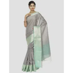 Banarasi Silk Works Grey Woven Saree With Unstitched Blouse-picture-20