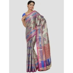 Banarasi Silk Works Grey Woven Saree With Unstitched Blouse-picture-18