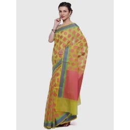 Banarasi Silk Works Lime Green Silk Woven Saree With Unstitched Blouse-picture-29