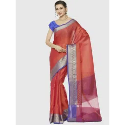 Banarasi Silk Works Orange Woven Saree With Unstitched Blouse-picture-18