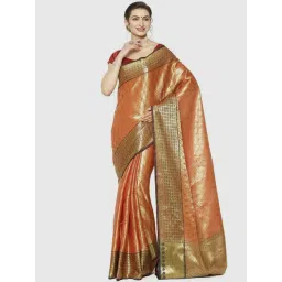 Banarasi Silk Works Orange Woven Saree With Unstitched Blouse-picture-23