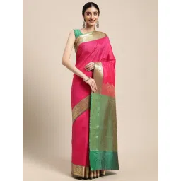 Banarasi Silk Works Pink Woven Saree With Unstitched Blouse-picture-30