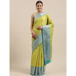 Banarasi Silk Works Pista Green Silk Woven Saree With Unstitched Blouse-picture-35